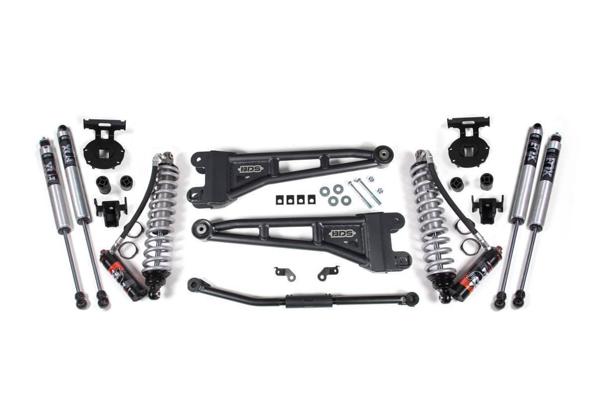 2.5 Inch Lift Kit w/ Radius Arm | FOX 2.5 Performance Elite Coilover | Ford F250/F350 Super Duty (2011-2016) 4WD Diesel | 4 Inch Rear Block Kit | BDS Suspension