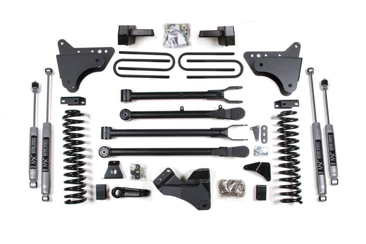 4 Inch Lift Kit w/ 4-Link | Ford F250/F350 Super Duty (2008-2010) 4WD Gas | Block Kit Without Factory Overload | NX2 Nitro Series | BDS Suspension