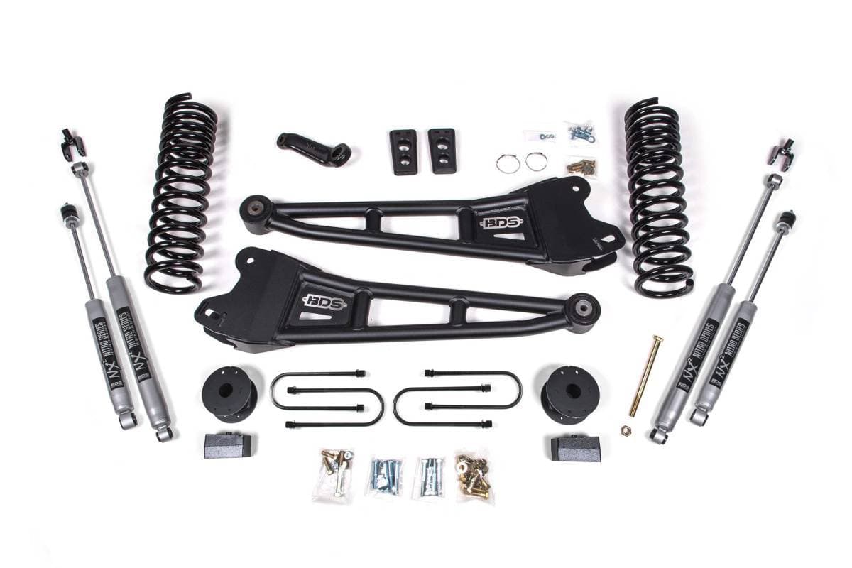 4 Inch Lift Kit w/ Radius Arm | 2013-2018 Ram 3500 4WD Gas w/ Rear Air Ride | FOX 2.0 Performance Series Shocks | BDS Suspension