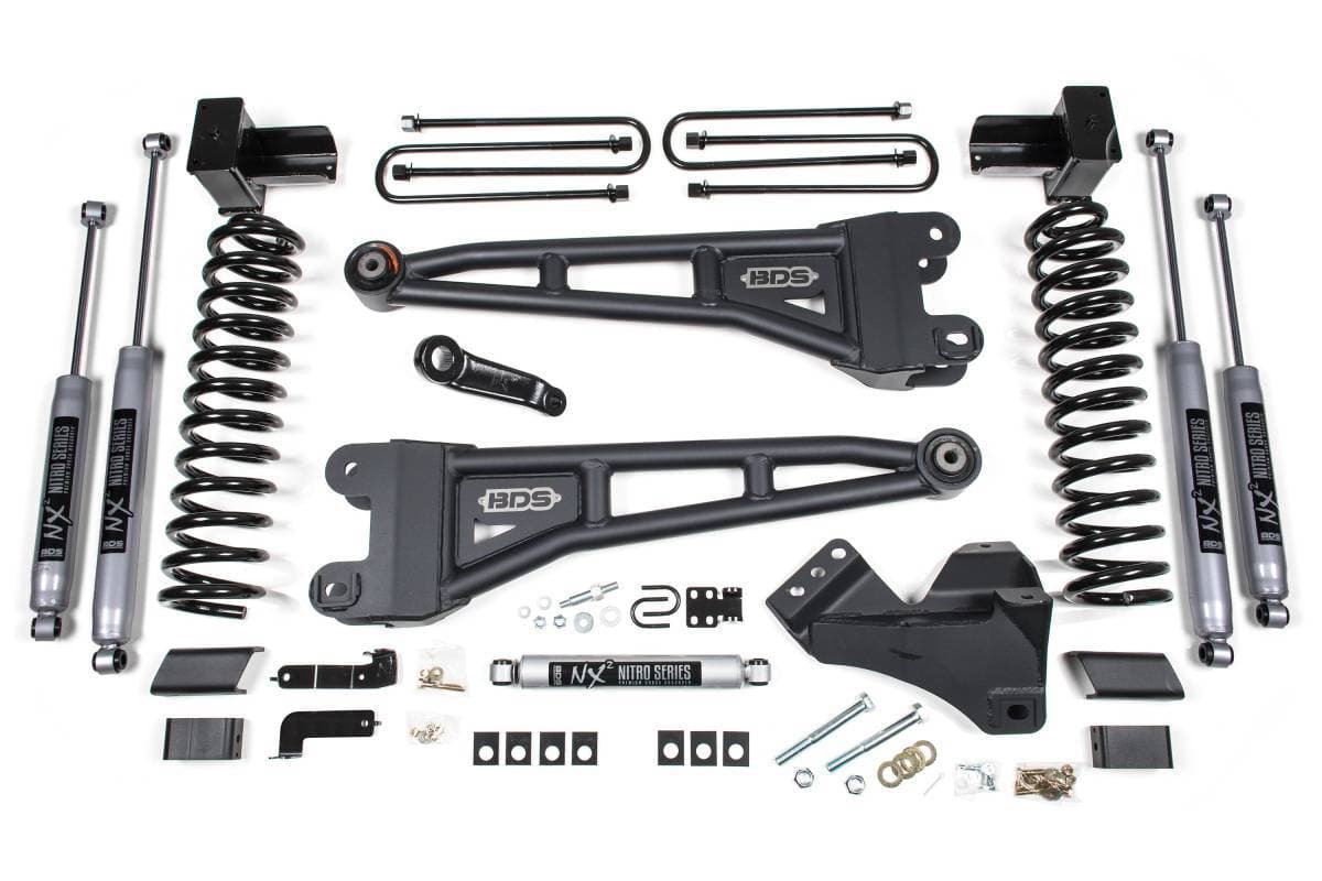 4 Inch Lift Kit w/ Radius Arm | Ford F350 Super Duty DRW 4WD Gas (2017-2019) | NX2 Nitro Series Shocks | BDS Suspension