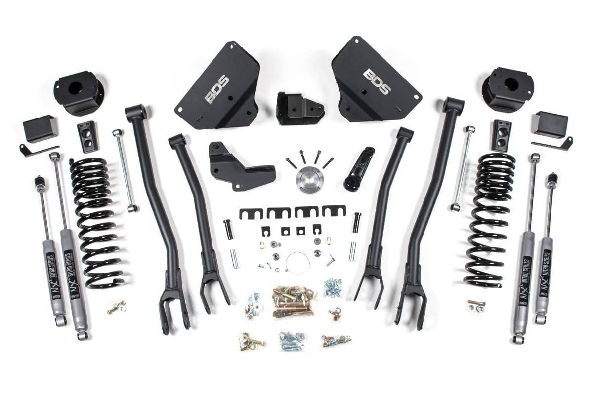 4 Inch Lift Kit w/ 4-Link | Ram 2500 w/ Rear Air Ride (2014-2018) 4WD Gas | NX2 Nitro Series Shocks | BDS Suspension