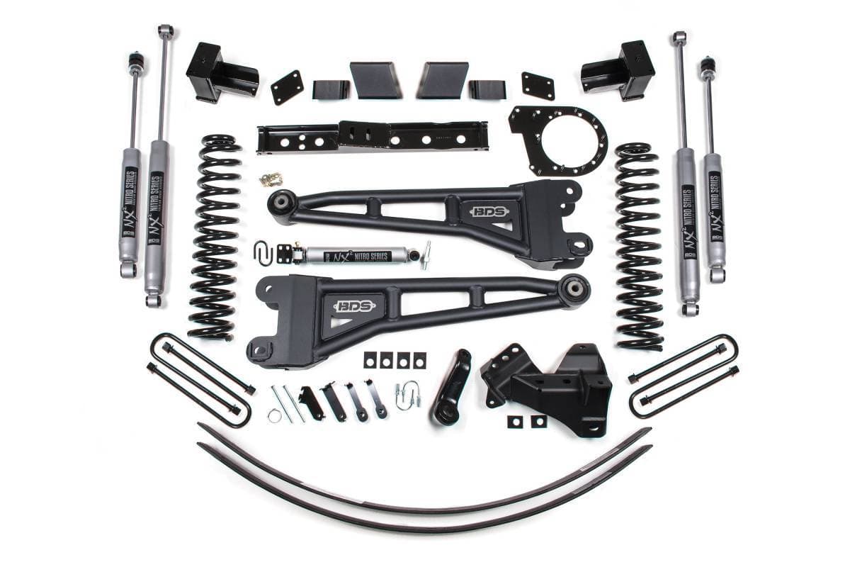 6 Inch Lift Kit w/ Radius Arm | Ford F250/F350 Super Duty (2017-2019) 4WD Diesel | 5" Block 3-Leaf Main | FOX 2.0 Performance Series | BDS Suspension