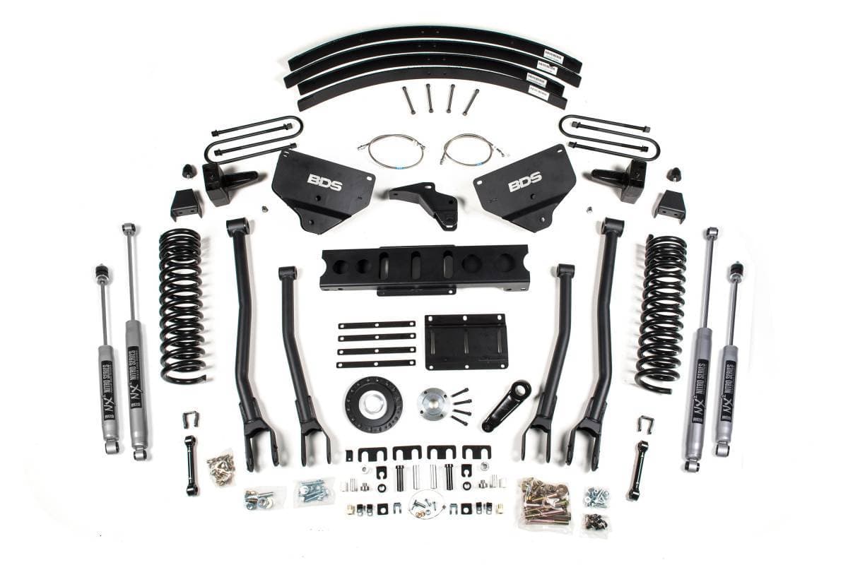 8 Inch Lift Kit w/ 4-Link | Ram 3500 Diesel 4WD (2013-2018) | 5 Inch Block & Add-A-Leaf | 6-Bolt Indexing Ring | NX2 Nitro Series | BDS Suspension