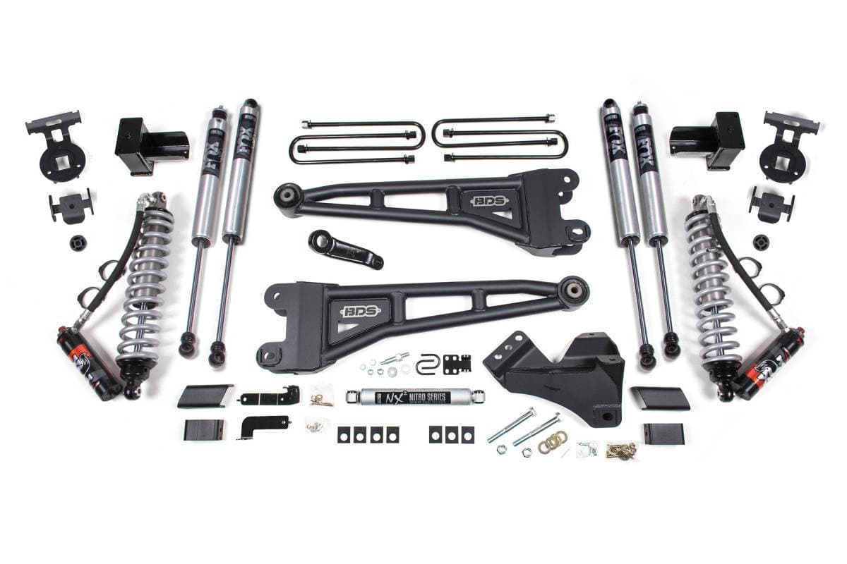 4 Inch Lift Kit w/ Radius Arm | FOX 2.5 PE Coil-Over Conversion | Ford F250/F350 Super Duty (2017-2019) 4WD Diesel | Leaf Springs w/ FOX 2.5 Performance Elite Rear | BDS Suspension