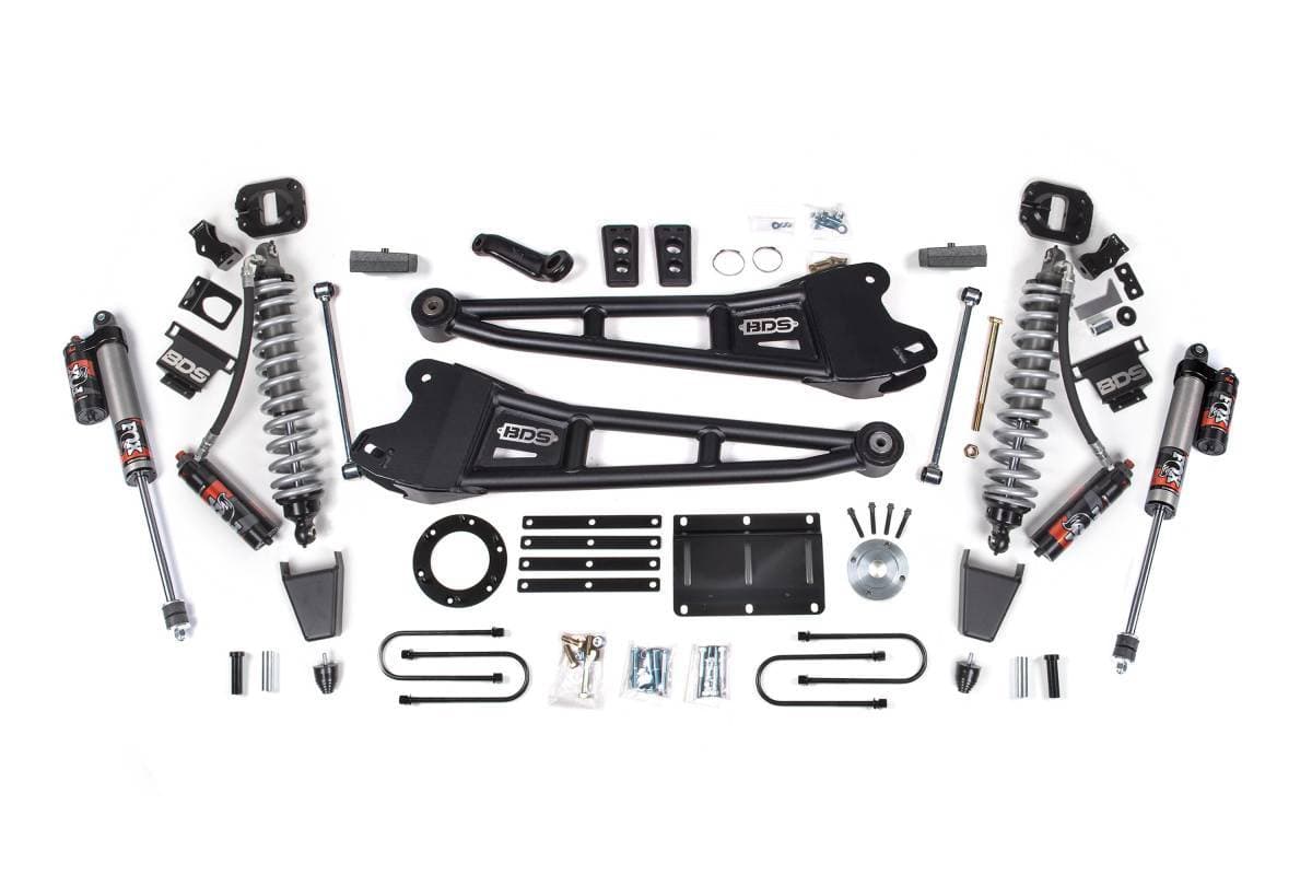6 Inch Lift Kit w/ Radius Arm | FOX 2.5 Coil-Over Conversion Performance Elite | Ram 3500 (2013-2018) 4WD Diesel | Block Kit | Rubber Bump Stop | 8-Bolt | BDS Suspension