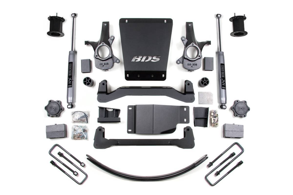 6 Inch Lift Kit | 2007-2013 Chevy Silverado / GMC Sierra 1500 4WD | Block Kit & Add-A-Leaf w/ NX2 Nitro Series Shocks | BDS Suspension