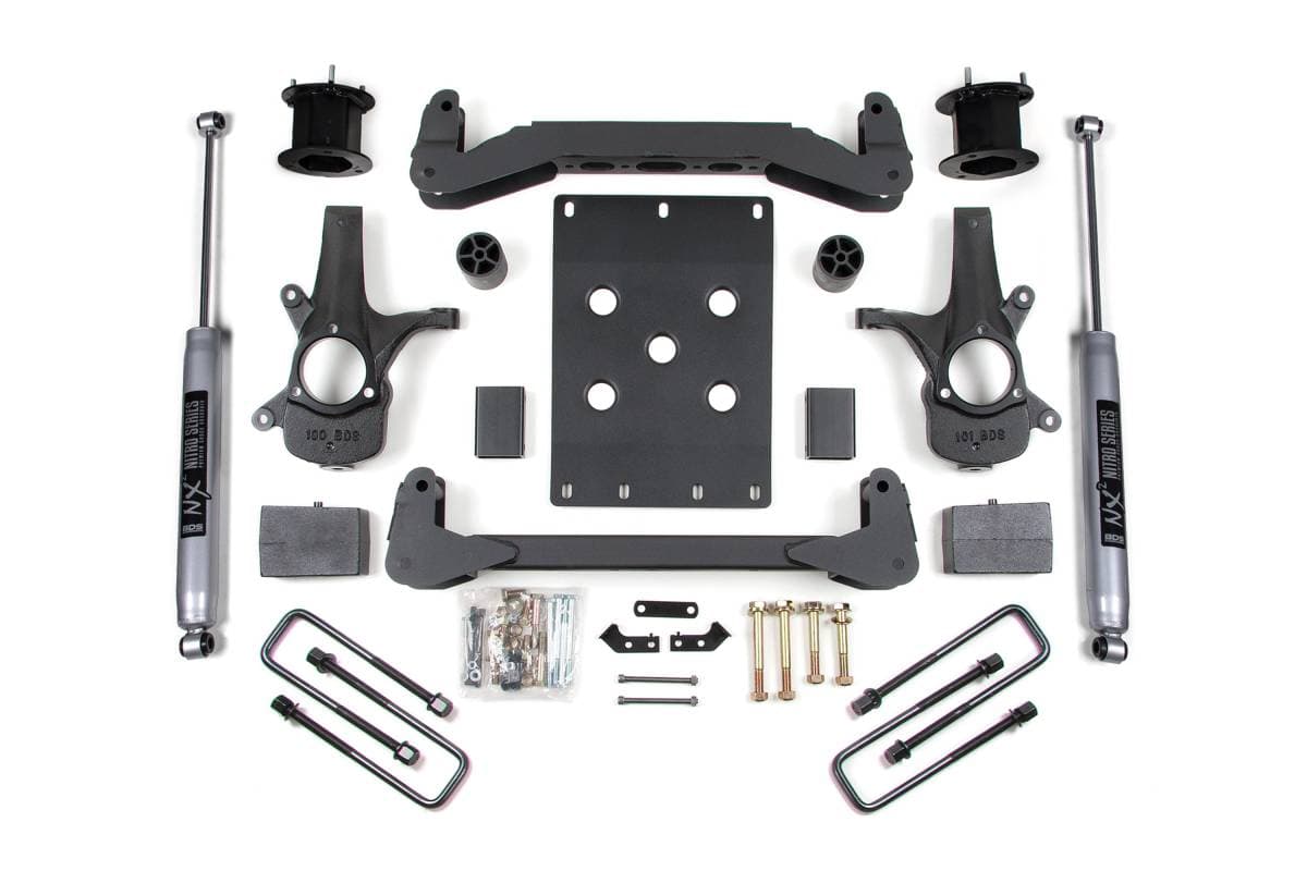 4.5 Inch Lift Kit | 2007-2013 Chevy Silverado / GMC Sierra 1500 2WD | Leaf Springs w/ NX2 Nitro Series Shocks | BDS Suspension