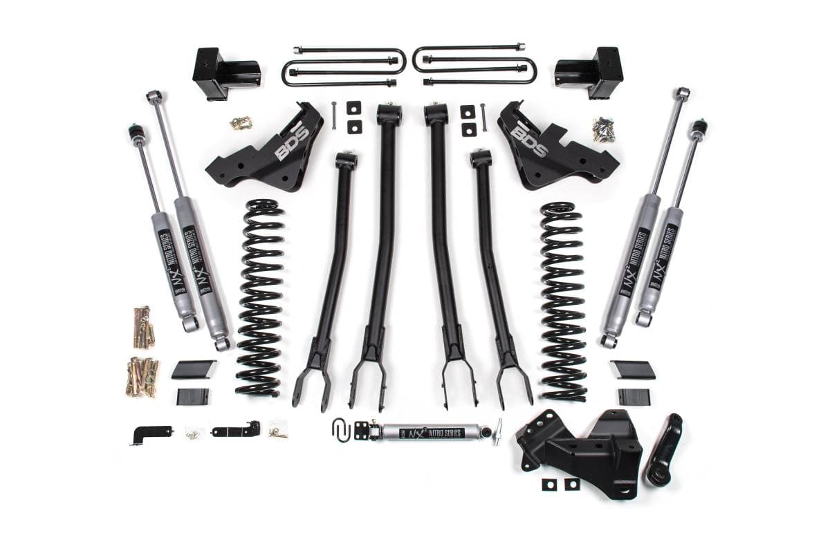 5 Inch Lift Kit w/ 4-Link | Ford F250/F350 Super Duty (2023-2026) 4WD Gas | 3 Inch Block Without Overload | FOX 2.0 Performance Series | BDS Suspension