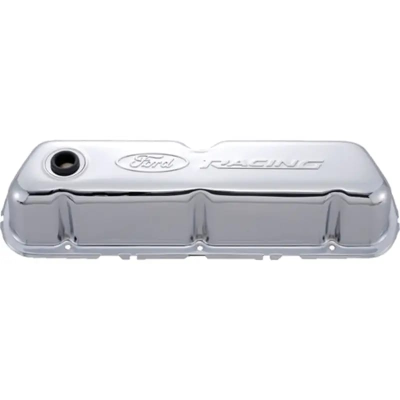 Ford Racing Embosses Logo Stamped Steel Valve Cover Chrome thumbnail 2