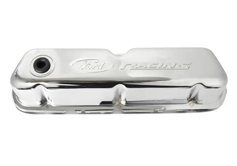 Ford Racing Embosses Logo Stamped Steel Valve Cover Chrome thumbnail 4
