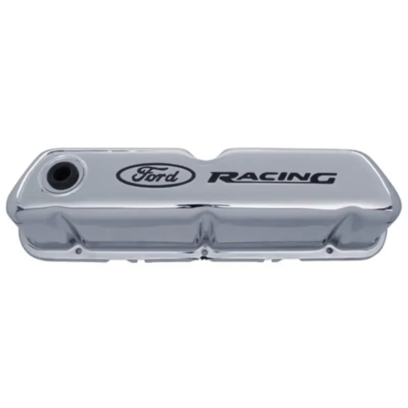 Ford Racing Logo Stamped Steel Valve Covers - Chrome thumbnail 2