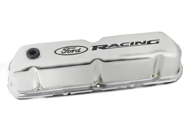 Ford Racing Logo Stamped Steel Valve Covers - Chrome thumbnail 3