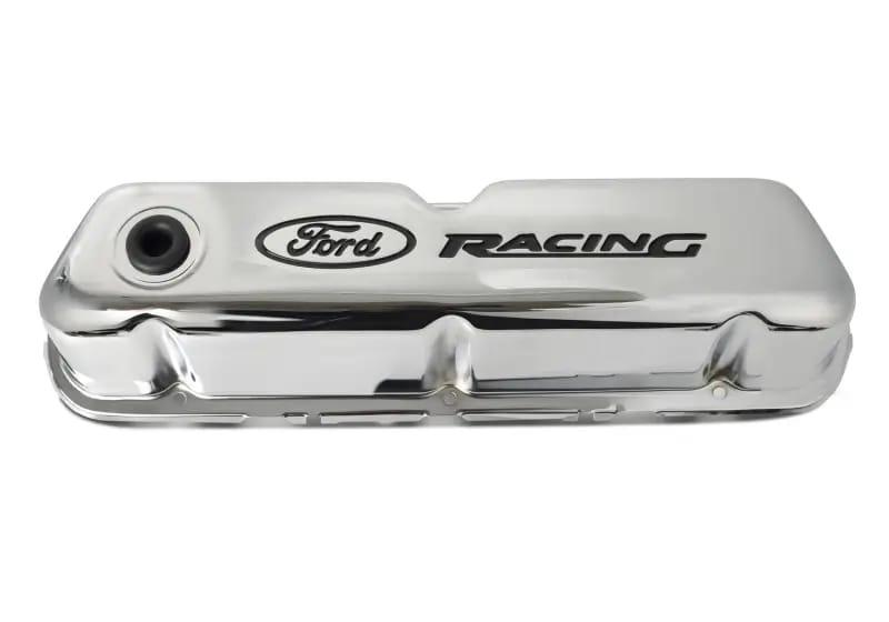 Ford Racing Logo Stamped Steel Valve Covers - Chrome thumbnail 4