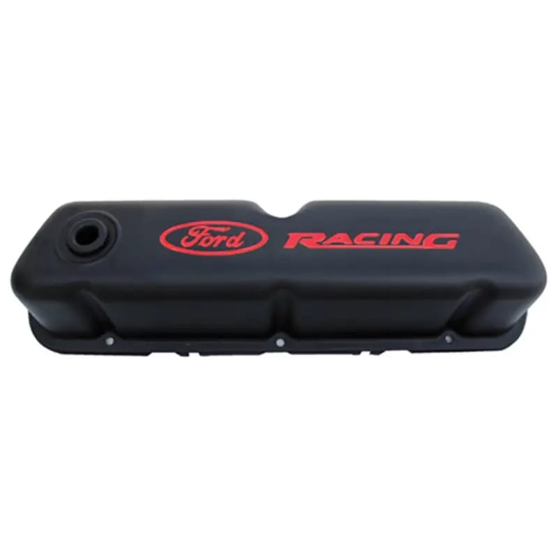Ford Racing Logo Stamped Steel Black Satin Valve Covers Black Crinkle thumbnail 2