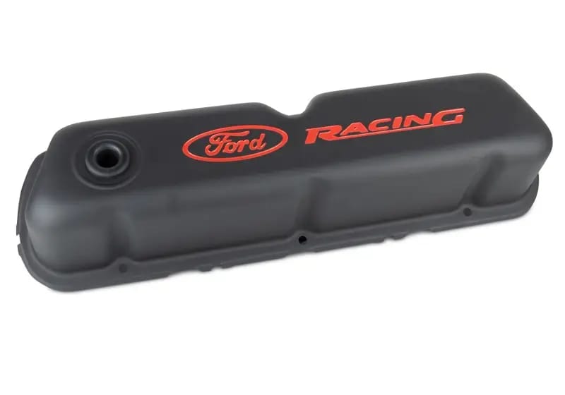 Ford Racing Logo Stamped Steel Black Satin Valve Covers Black Crinkle thumbnail 6