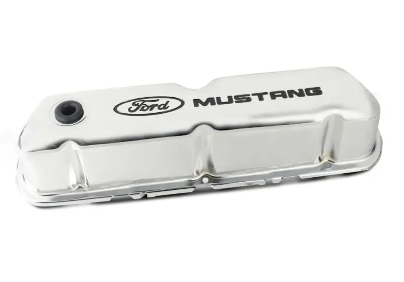 Ford Racing Ford Mustang Logo Stamped Steel Chrome Valve Covers thumbnail 8