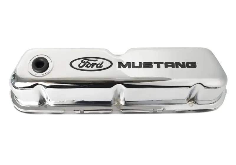 Ford Racing Ford Mustang Logo Stamped Steel Chrome Valve Covers thumbnail 9