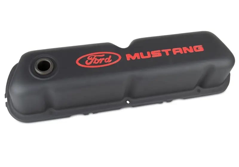 Ford Mustang Logo Black Crinkle Valve Cover thumbnail 3