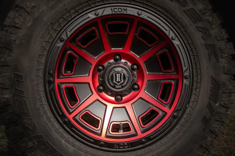 ICON Victory 17x8.5 6x135 6mm Offset 5in BS Satin Black w/Red Tint Wheel thumbnail 3