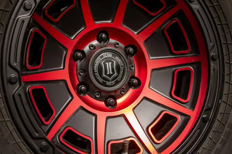 ICON Victory 17x8.5 6x135 6mm Offset 5in BS Satin Black w/Red Tint Wheel thumbnail 4