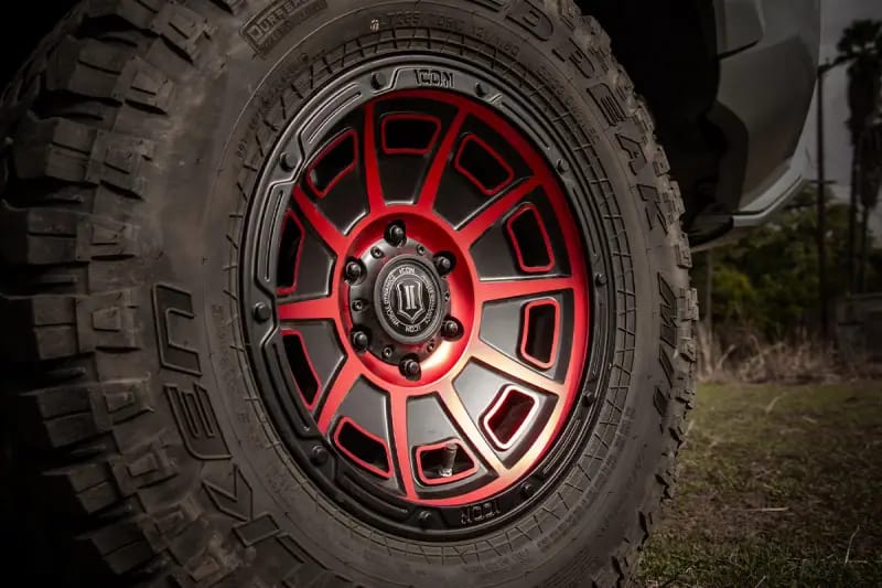 ICON Victory 17x8.5 6x135 6mm Offset 5in BS Satin Black w/Red Tint Wheel thumbnail 6