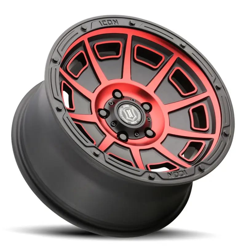 ICON Victory 17x8.5 6x135 6mm Offset 5in BS Satin Black w/Red Tint Wheel thumbnail 8