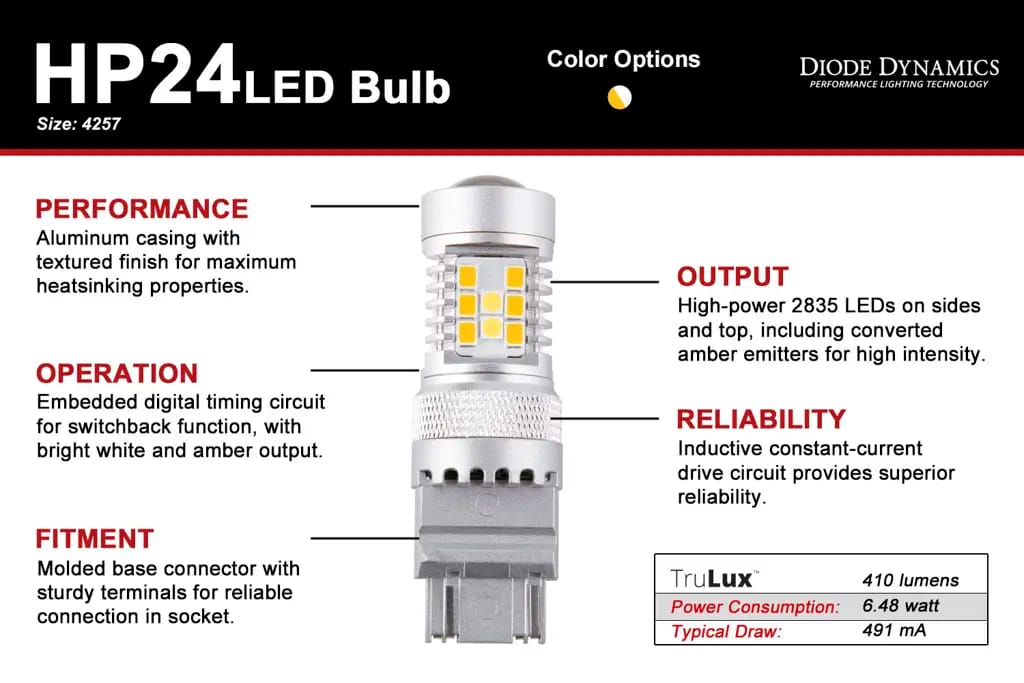 Diode Dynamics 4257 HP24 LED Bulb - Cool - White Switchback (Single) thumbnail 8