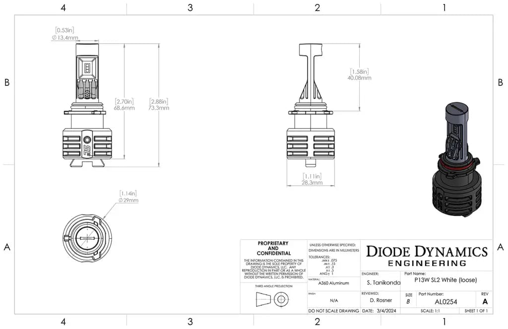 Diode Dynamics P13W Yellow SL2 LED Bulbs (pair) thumbnail 8