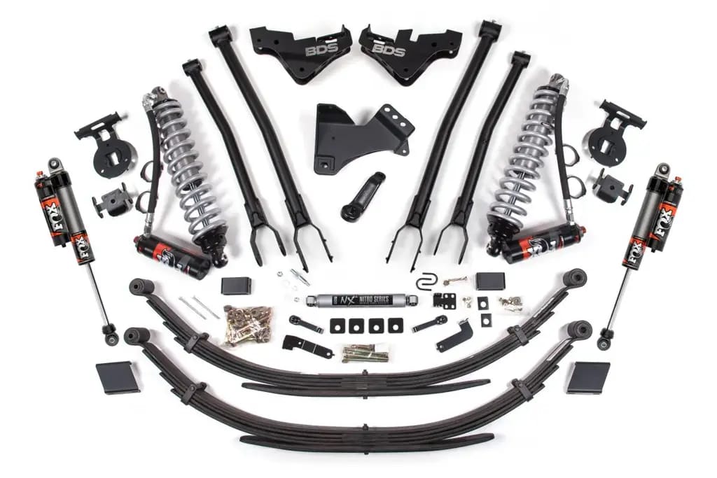 5 Inch Lift Kit w/ 4-Link | FOX 2.5 Performance Elite Coil-Over | Ford F250/F350 Super Duty (2023-2026) 4WD Diesel | 3" Block w/ Overload | FOX 2.5 Performance Series Rear | BDS Suspension thumbnail 2