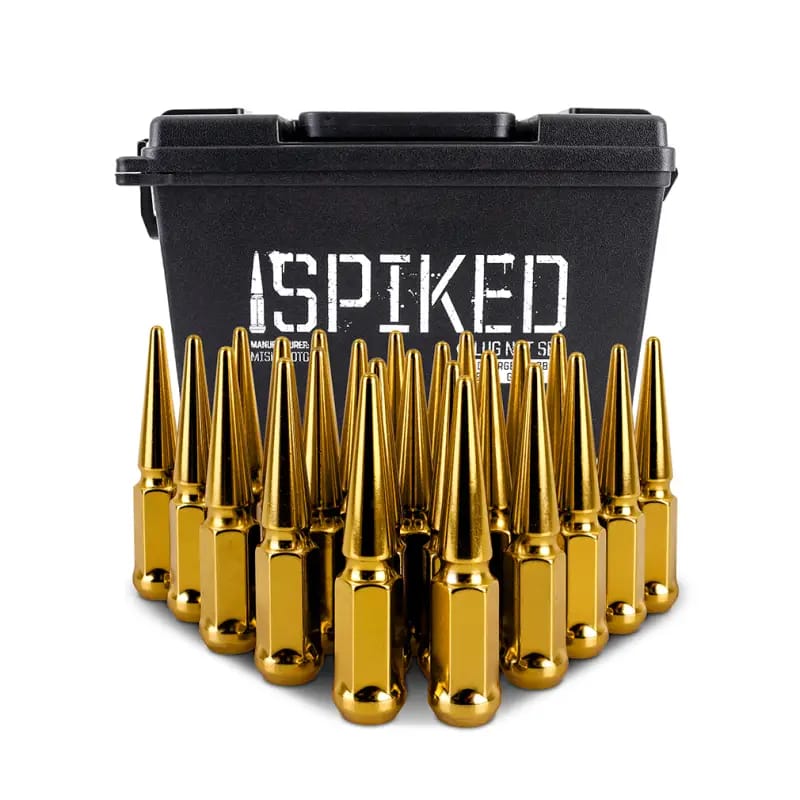 Mishimoto Mishimoto Steel Spiked Lug Nuts M12 x 1.5 24pc Set Gold thumbnail 12