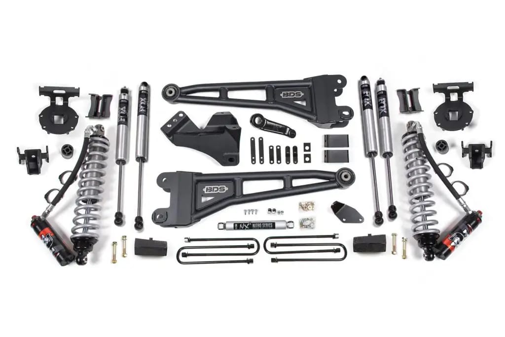 4 Inch Lift Kit w/ Radius Arm | FOX 2.5 Performance Elite Coil-Over | Ford F250/F350 Super Duty (2008-2010) 4WD Diesel | Block Kit Without Factory Overload | BDS Suspension