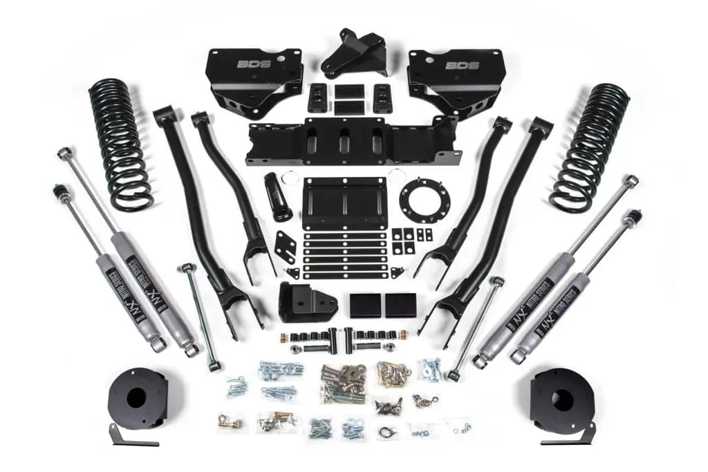 4 Inch Lift Kit w/ 4-Link | Ram 2500 w/ Rear Air Ride (2019-2024) 4WD Gas | FOX 2.0 Performance Series Shocks | BDS Suspension