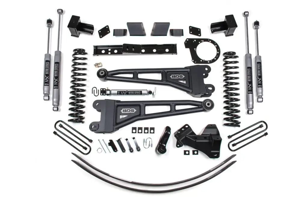 6 Inch Lift Kit w/ Radius Arm | Ford F250/F350 Super Duty (2017-2019) 4WD Diesel | 5" Block 2-Leaf Main | FOX 2.0 Performance Series | BDS Suspension