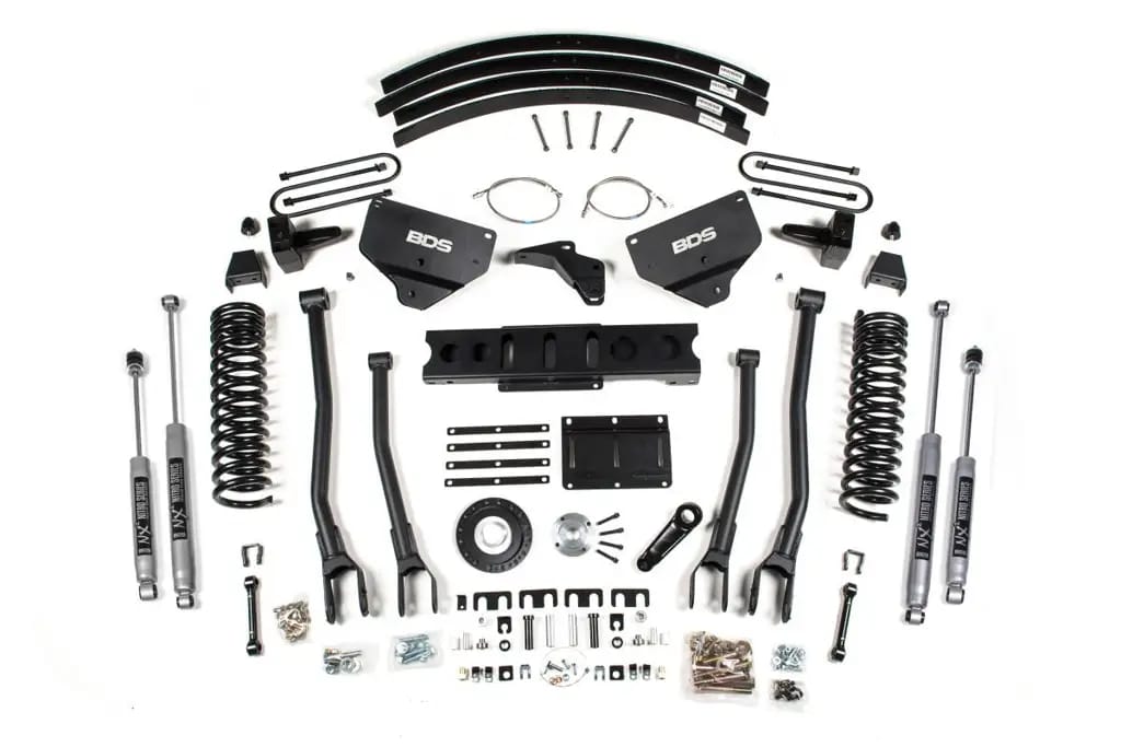 8 Inch Lift Kit w/ 4-Link | Ram 3500 Diesel 4WD (2013-2018) | Leaf Springs | 6-Bolt Indexing Ring | NX2 Nitro Series | BDS Suspension