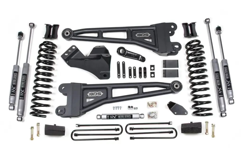 4 Inch Lift Kit w/ Radius Arm | Ford F250/F350 Super Duty (2005-2007) 4WD Diesel | Block Kit Without Factory Overload | FOX 2.0 Performance Series | BDS Suspension
