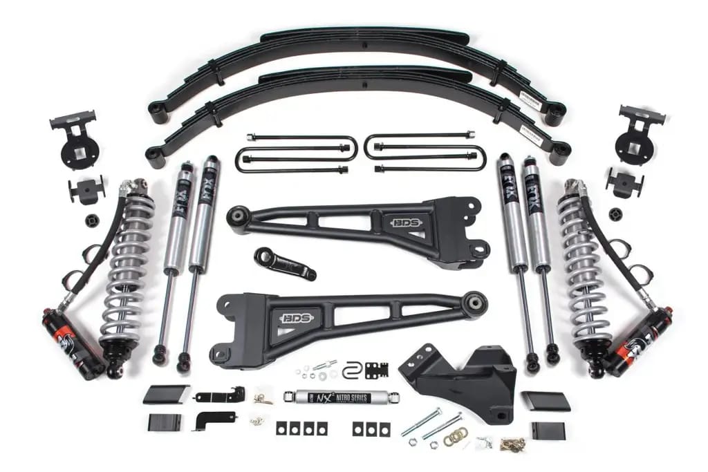 4 Inch Lift Kit w/ Radius Arm | FOX 2.5 PE Coil-Over Conversion | Ford F250/F350 Super Duty (2017-2019) 4WD Diesel | Leaf Springs w/ FOX 2.0 Performance Series Rear | BDS Suspension thumbnail 2