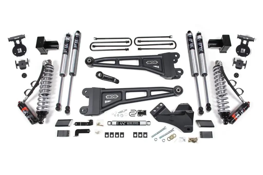 4 Inch Lift Kit w/ Radius Arm | FOX 2.5 PE Coil-Over Conversion | Ford F250/F350 Super Duty (2017-2019) 4WD Diesel | 5 Inch Block w/ FOX 2.5 Performance Elite Rear | BDS Suspension