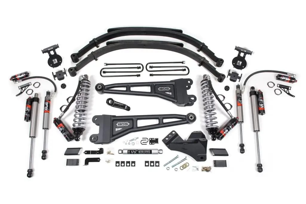 4 Inch Lift Kit w/ Radius Arm | FOX 2.5 PE Coil-Over Conversion | Ford F250/F350 Super Duty (2017-2019) 4WD Diesel | Leaf Springs w/ FOX 2.5 Performance Elite Rear | BDS Suspension thumbnail 2