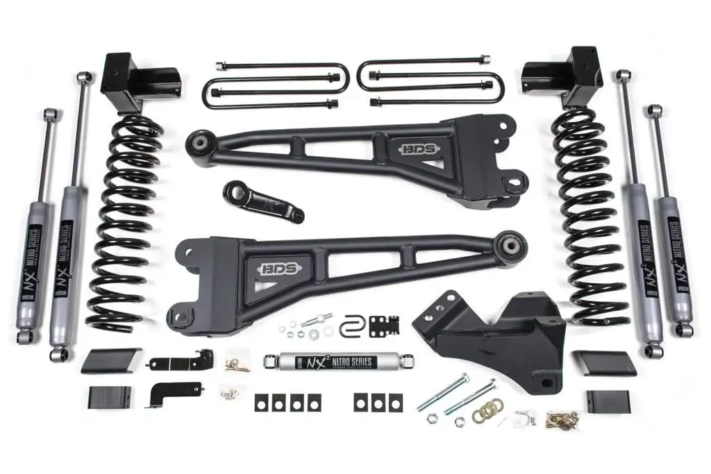 4 Inch Lift Kit w/ Radius Arm | Ford F250/F350 Super Duty (2017-2019) 4WD Diesel | 5" Block 2 & 3 Leaf | NX2 Nitro Series | BDS Suspension
