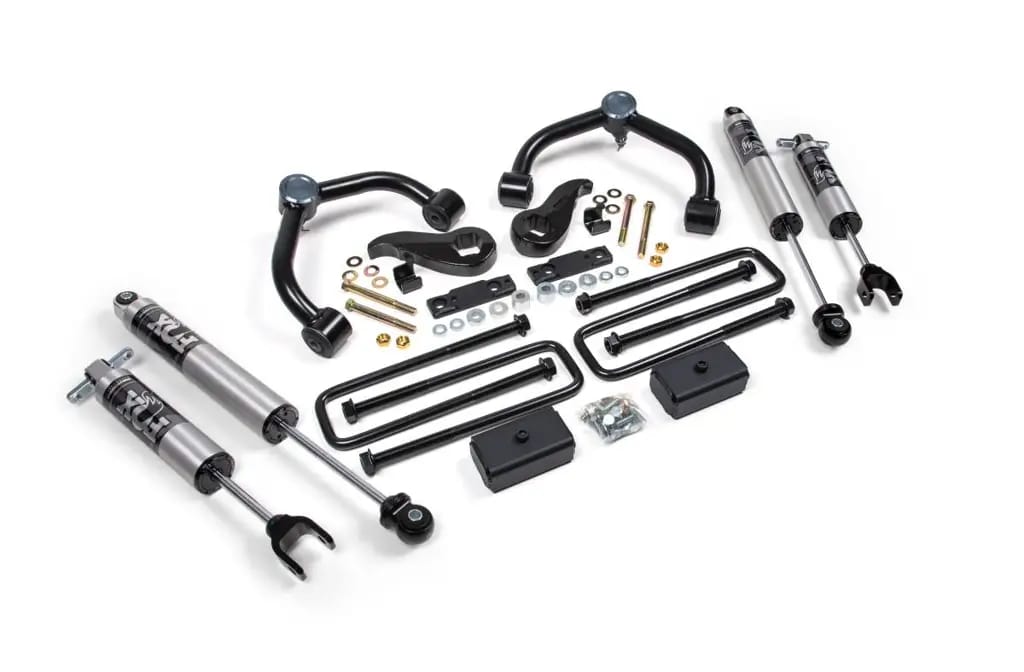 3 Inch Lift Kit | 2020-2026 Chevy Silverado/GMC Sierra 2500HD/3500HD 4WD | 2 In Block w/ Overload | FOX 2.5 Performance Series HTO | BDS Suspension thumbnail 2