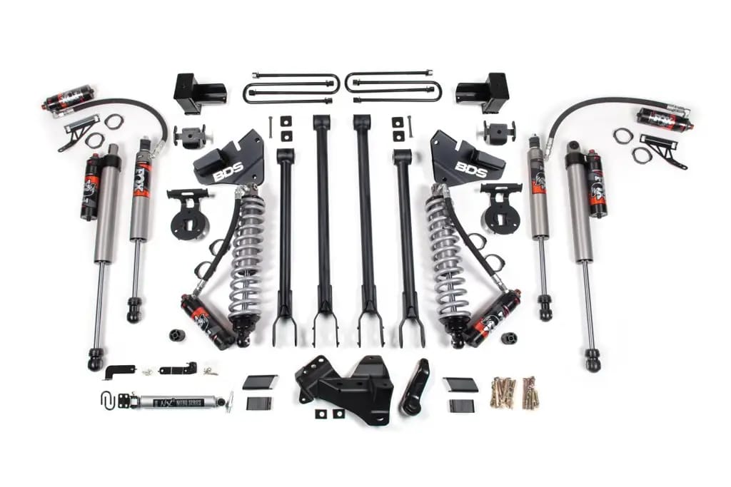 4 Inch Lift Kit w/ 4-Link | FOX 2.5 Coil-Over Conversion | Ford F250/F350 Super Duty (2017-2019) 4WD Diesel | 5" Block 2 & 3 Leaf Main | FOX 2.5 Performance Elite | BDS Suspension thumbnail 2