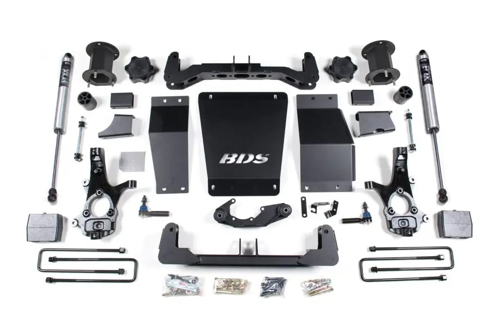 6.5 Inch Lift Kit | Chevy Silverado/GMC Sierra 1500 (2014-2018) 4WD | 4" Block | FOX 2.0 | Aluminum/Stamped Steel Control Arm | BDS Suspension