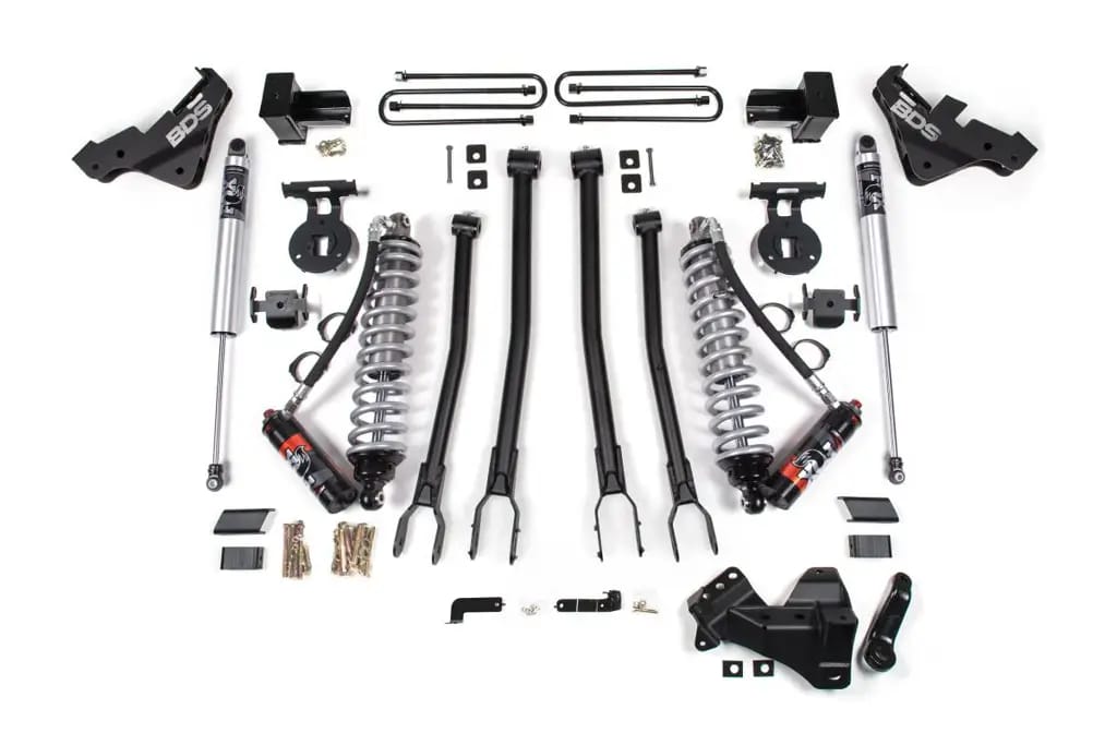 4 Inch 4-Link Lift Kit | FOX 2.5 Performance Elite Coilover Conversion | 2020-2022 Ford F-450 Super Duty 4WD | Rear FOX 2.5 Performance Series HTO | BDS Suspension thumbnail 2