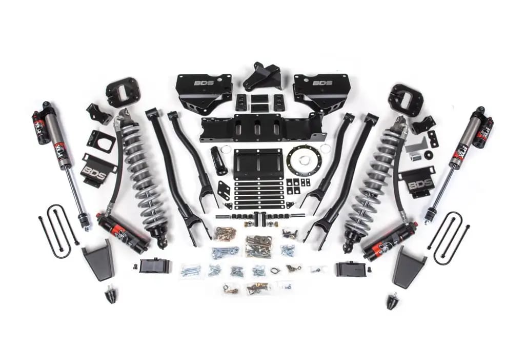 4 Inch 4-Link Lift Kit | FOX 2.5 Coil-Over Conversion Performance Elite | Ram 3500 Diesel 4WD (2019-2024) | 2in Block w/o Overload | Rubber Bump Stop | 8-Bolt | BDS Suspension thumbnail 2