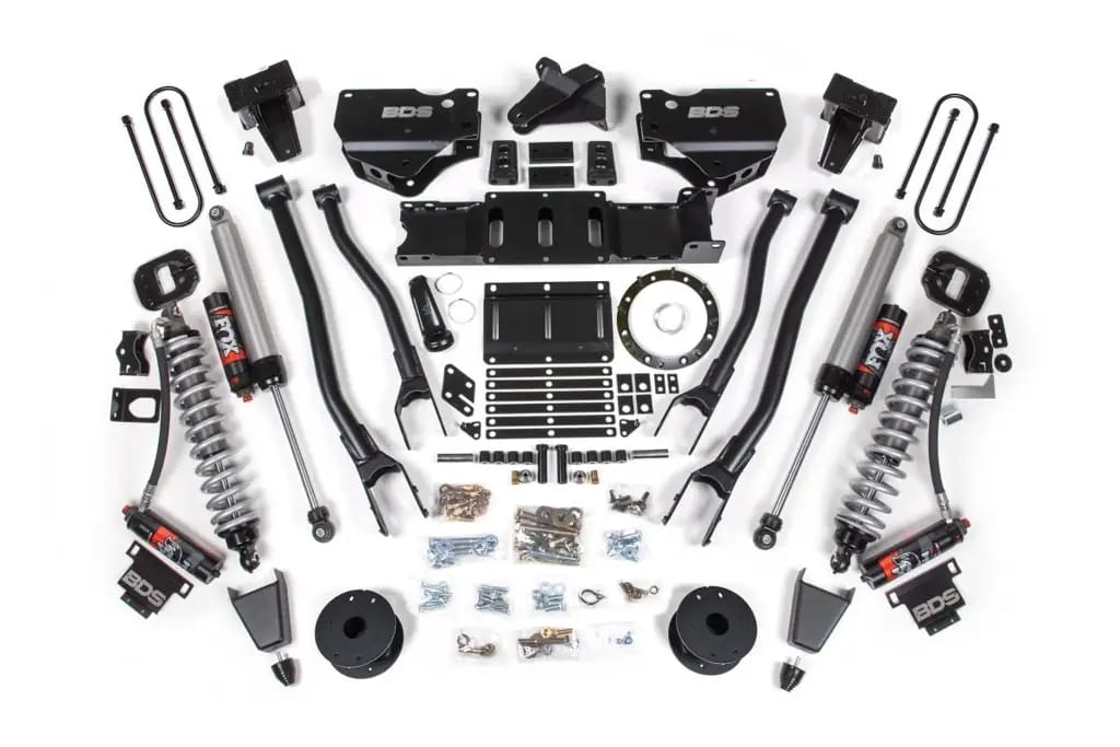 6 Inch 4-Link Lift Kit w/ FOX 2.5 Performance Elite Coil-Over | Ram 3500 4WD Diesel (2019-2024) | 2in Block w/ Overload | FOX 2.0 Hydro Bump Stop | 8-Bolt | BDS Suspension