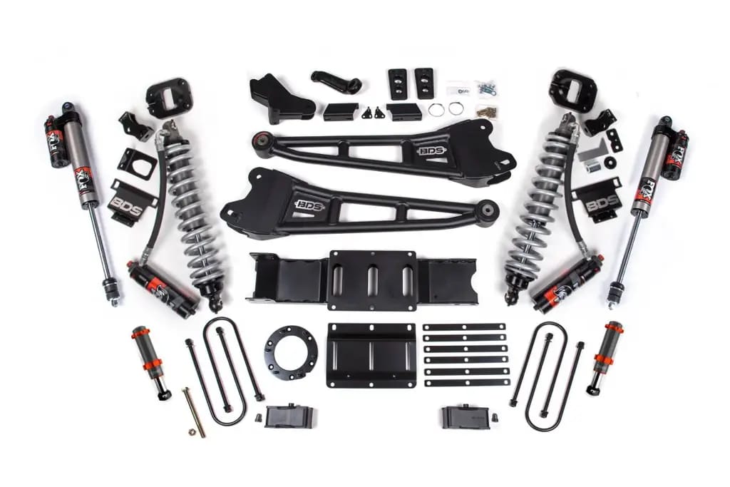 4 Inch Lift Kit w/ Radius Arm | FOX 2.5 Coil-Over Conversion Performance Elite | Ram 3500 (2019-2024) 4WD Diesel | 2" Block w/o Overload | FOX 2.0 Hydro Bump Stop | 6-Bolt | BDS Suspension thumbnail 2