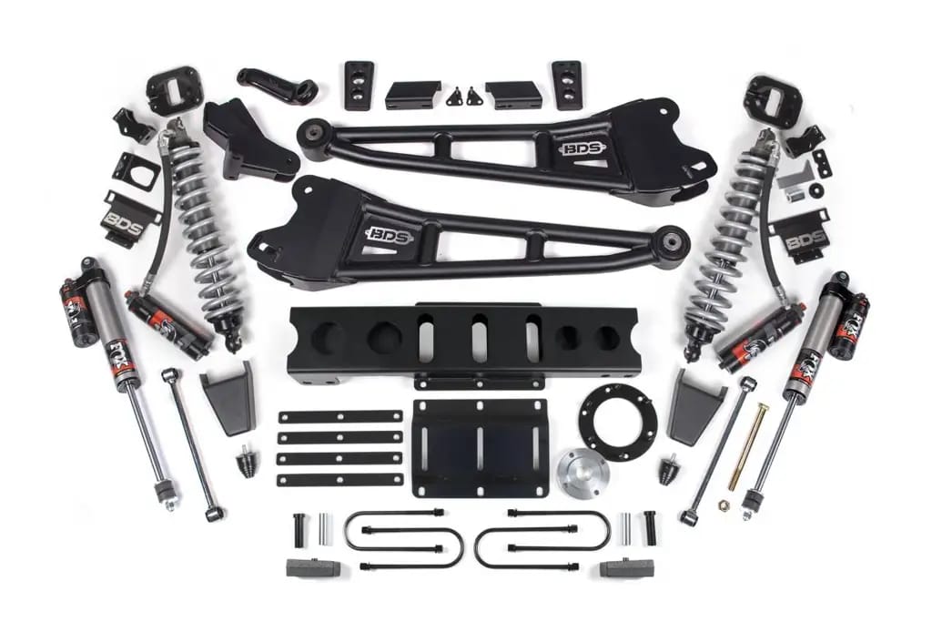 4 Inch Lift Kit w/ Radius Arm | FOX 2.5 Coil-Over Conversion Performance Elite | Ram 3500 (2013-2018) 4WD Diesel | FOX 2.0 Hydro Bump Stop | 6-Bolt | BDS Suspension