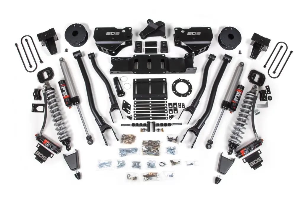 6 Inch 4-Link Lift Kit w/ FOX 2.5 Performance Elite Coil-Over | Ram 3500 4WD Diesel (2019-2024) | 5in Block w/o Overload | Rubber Bump Stop | 6-Bolt | BDS Suspension thumbnail 2