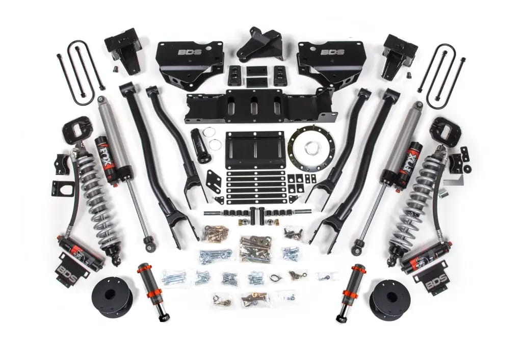 6 Inch 4-Link Lift Kit w/ FOX 2.5 Performance Elite Coil-Over | Ram 3500 4WD Diesel (2019-2024) | 5in Block w/o Overload | FOX 2.0 Hydro Bump Stop | 8-Bolt | BDS Suspension thumbnail 2