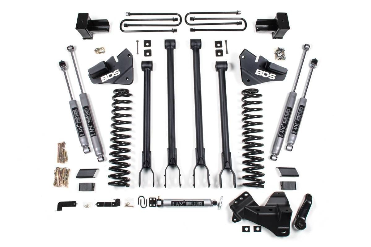 4 Inch Lift Kit | 4-Link Conversion | Ford F250/F350 Super Duty (2017-2019) 4WD Diesel | 5 Inch Block 2 & 3 Leaf Main | NX2 Nitro Series | BDS Suspension